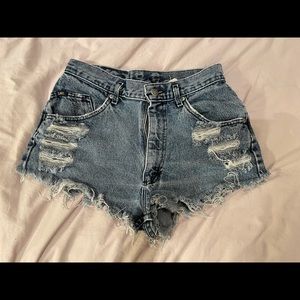 High waisted jean shorts